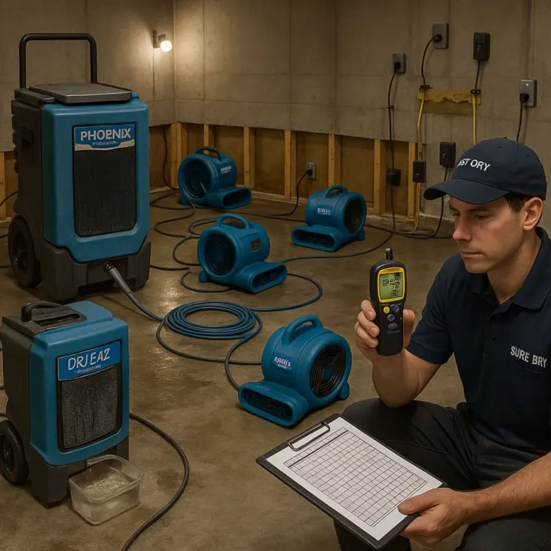 Structural Drying and Dehumidification process in Clarendon, TX
